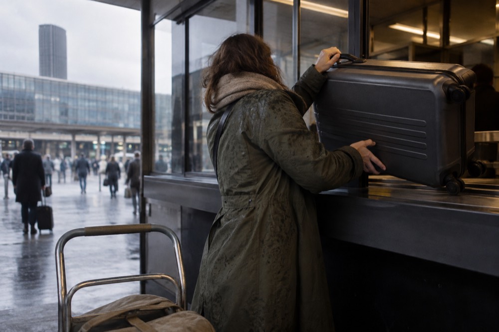 Orly Airport arrivals hall with passengers collecting luggage and a transport information desk